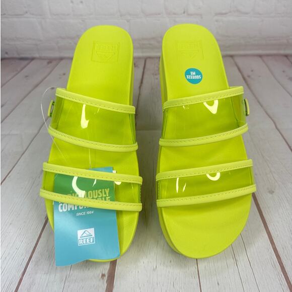 Reef Vista Hi-Energy Clear Strap Citron Slides Sandals Women’s Size 9.5 - Picture 6 of 9